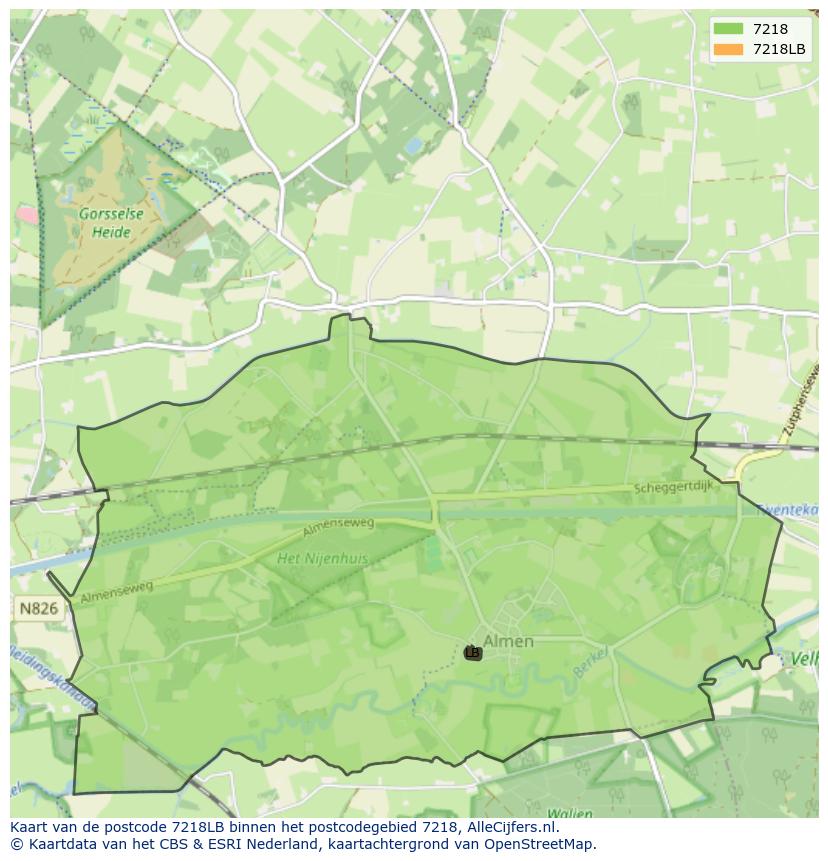 Afbeelding van het postcodegebied 7218 LB op de kaart.