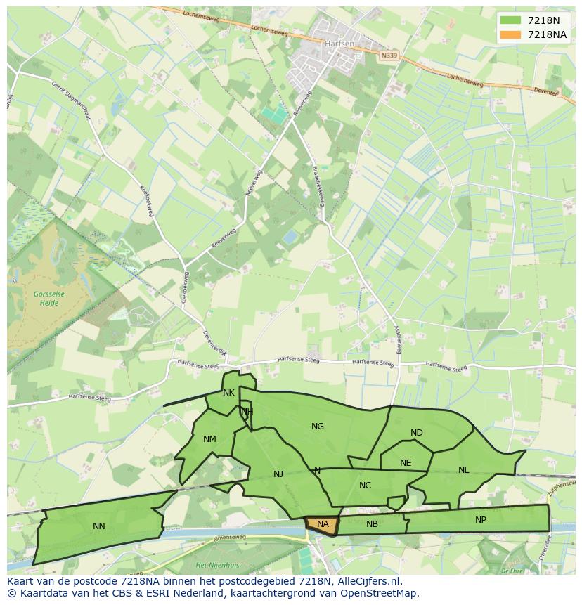 Afbeelding van het postcodegebied 7218 NA op de kaart.