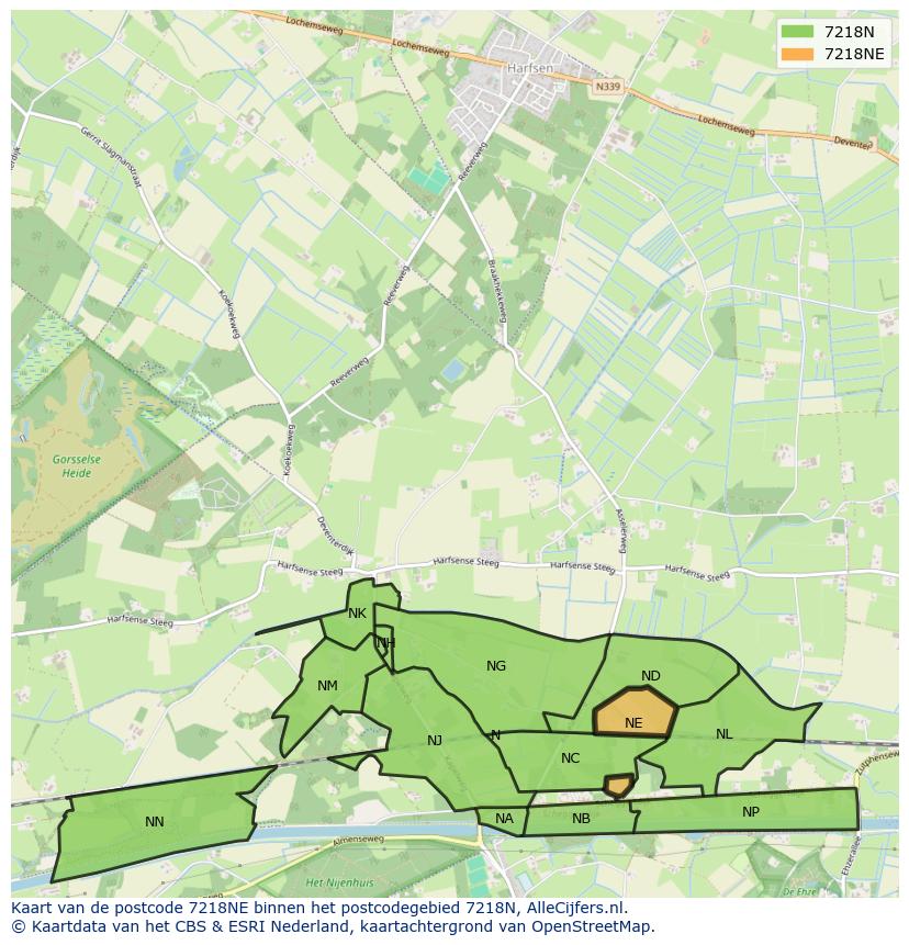 Afbeelding van het postcodegebied 7218 NE op de kaart.