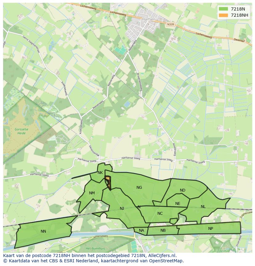 Afbeelding van het postcodegebied 7218 NH op de kaart.