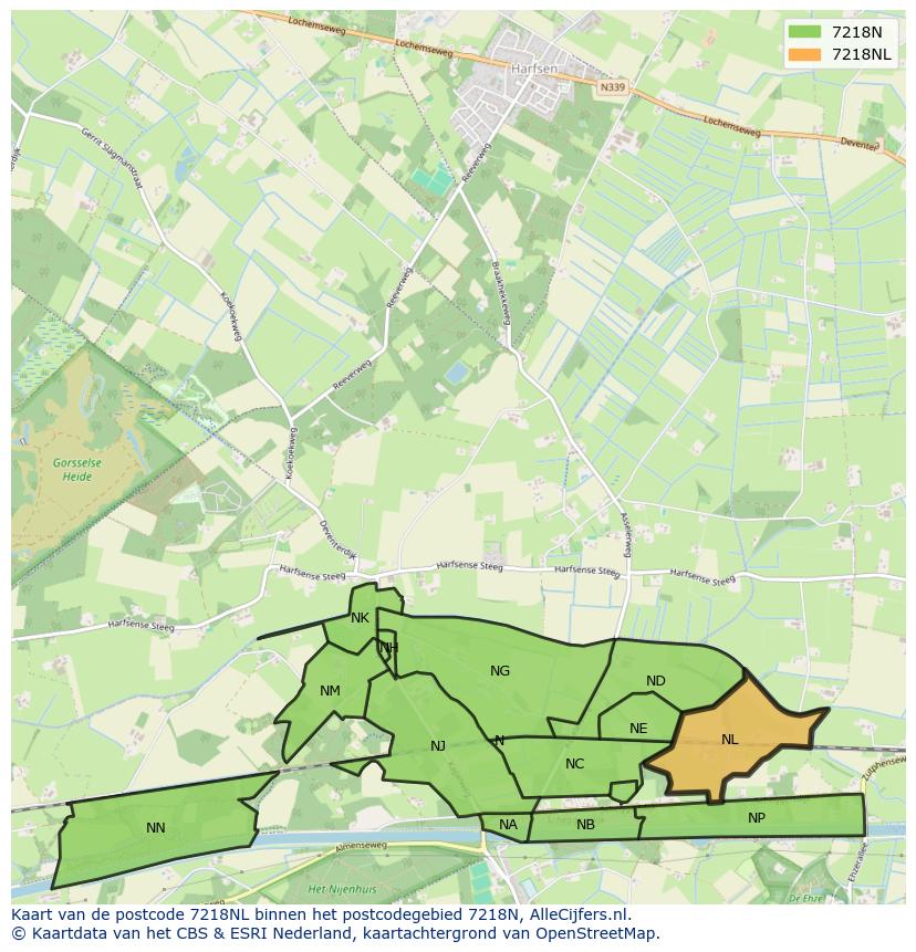 Afbeelding van het postcodegebied 7218 NL op de kaart.