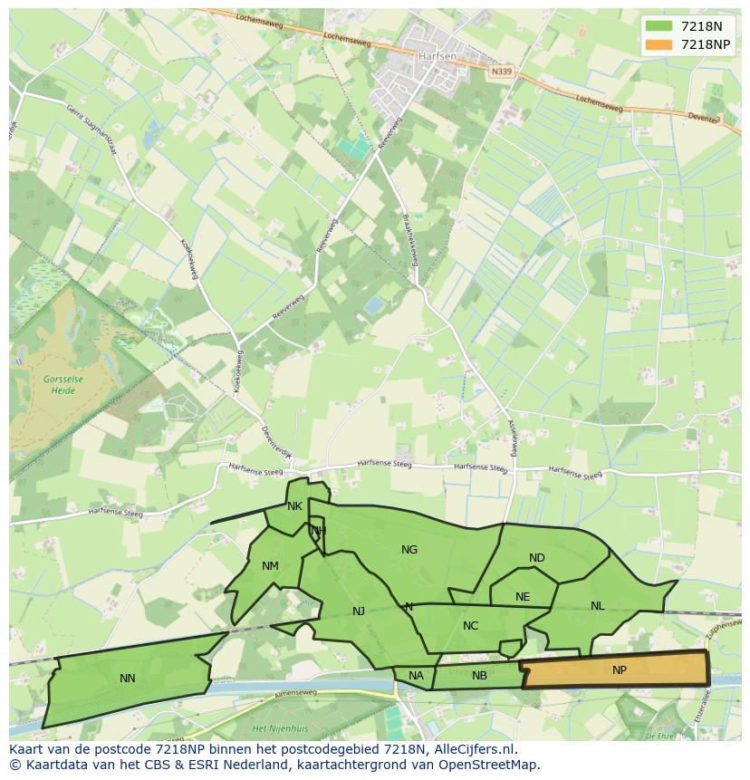 Afbeelding van het postcodegebied 7218 NP op de kaart.