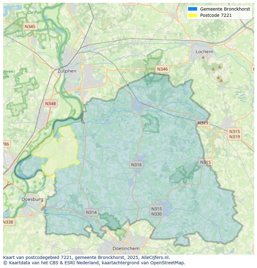 Afbeelding van het postcodegebied 7221 op de kaart.