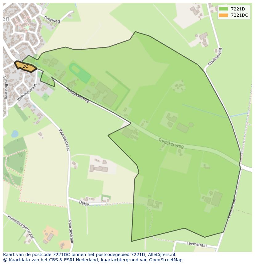 Afbeelding van het postcodegebied 7221 DC op de kaart.