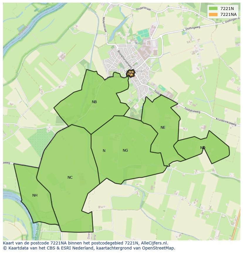 Afbeelding van het postcodegebied 7221 NA op de kaart.