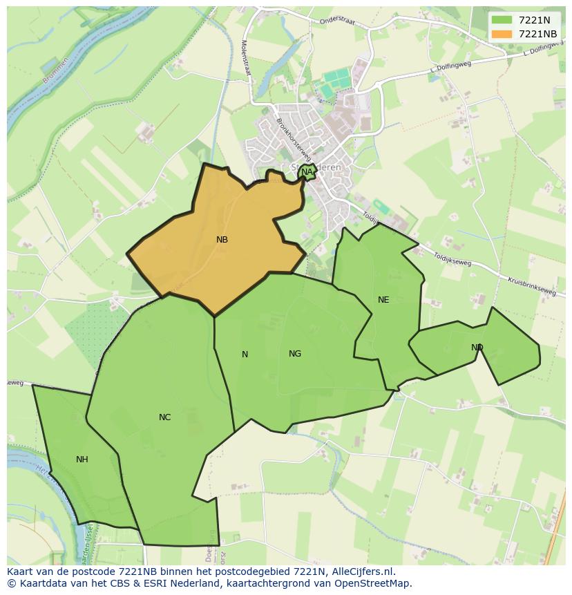 Afbeelding van het postcodegebied 7221 NB op de kaart.