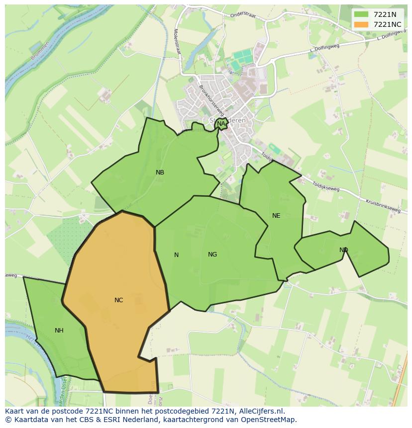 Afbeelding van het postcodegebied 7221 NC op de kaart.