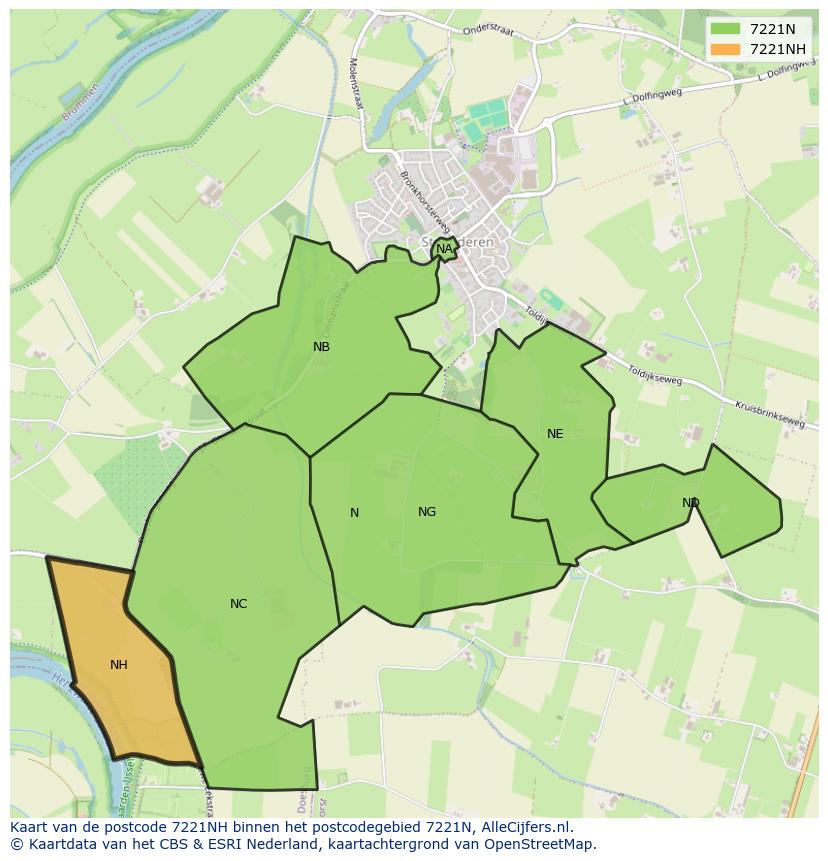 Afbeelding van het postcodegebied 7221 NH op de kaart.