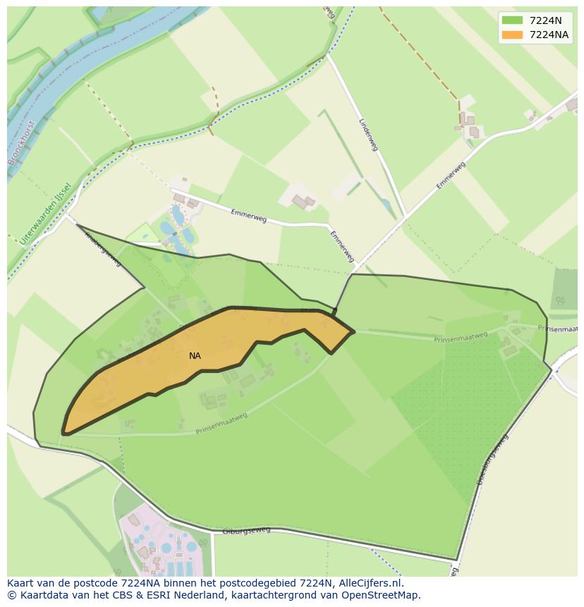 Afbeelding van het postcodegebied 7224 NA op de kaart.