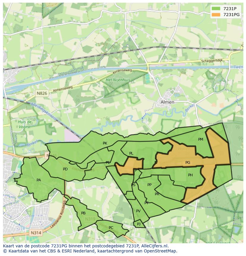 Afbeelding van het postcodegebied 7231 PG op de kaart.