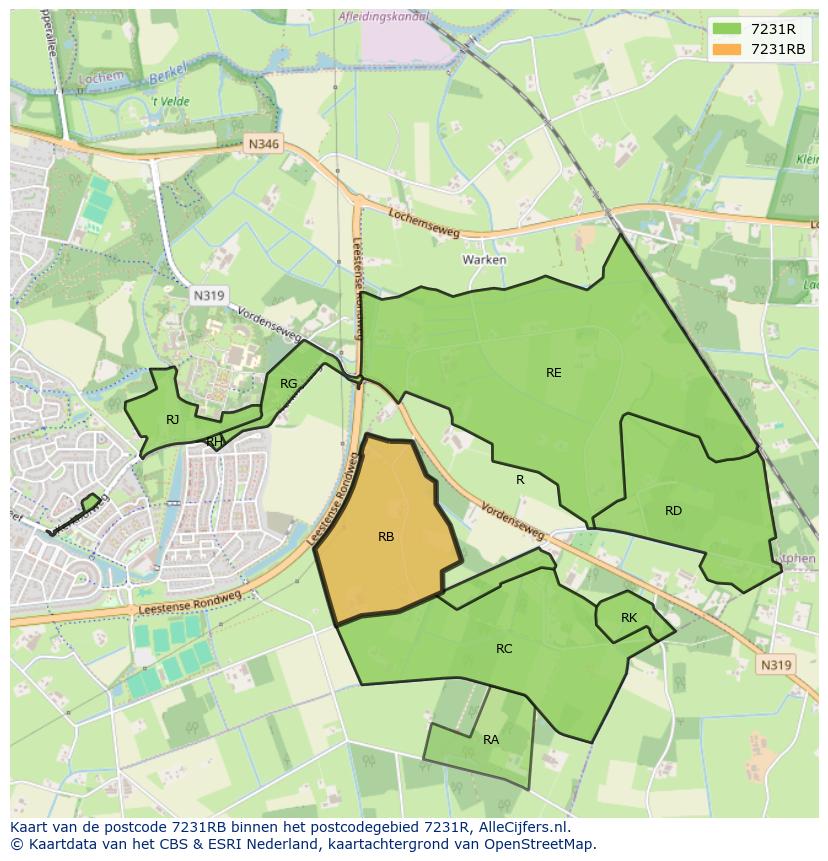 Afbeelding van het postcodegebied 7231 RB op de kaart.