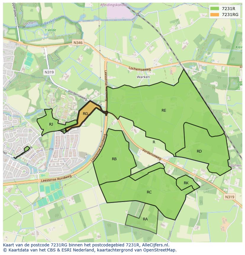 Afbeelding van het postcodegebied 7231 RG op de kaart.