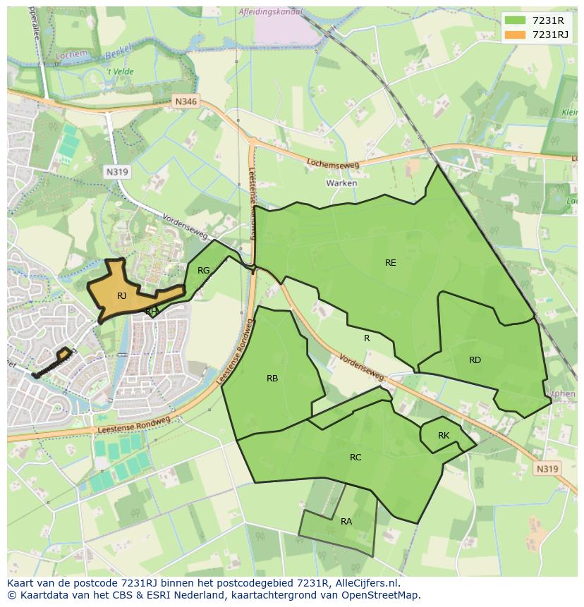 Afbeelding van het postcodegebied 7231 RJ op de kaart.