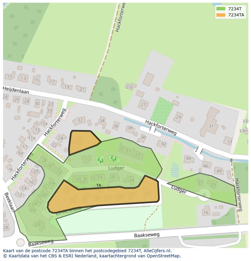 Afbeelding van het postcodegebied 7234 TA op de kaart.
