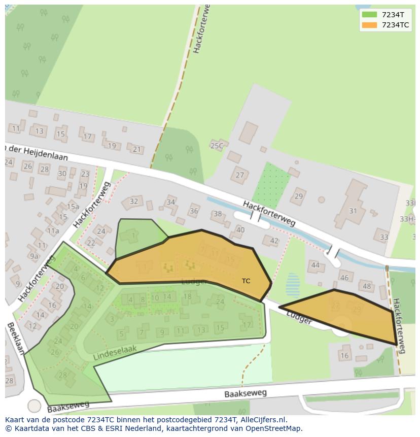 Afbeelding van het postcodegebied 7234 TC op de kaart.