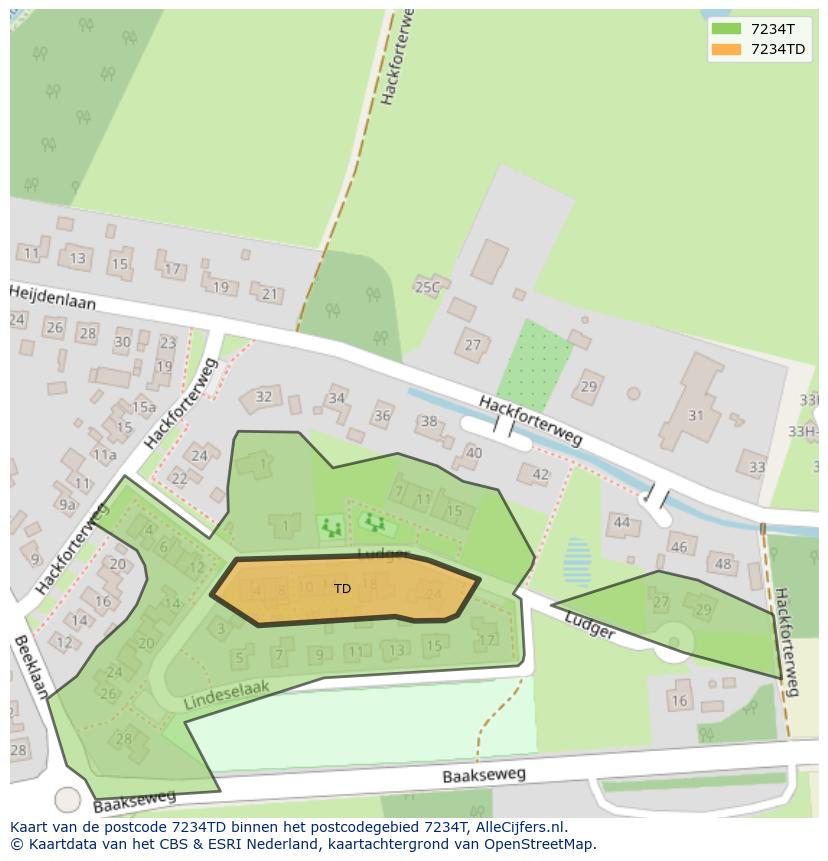 Afbeelding van het postcodegebied 7234 TD op de kaart.