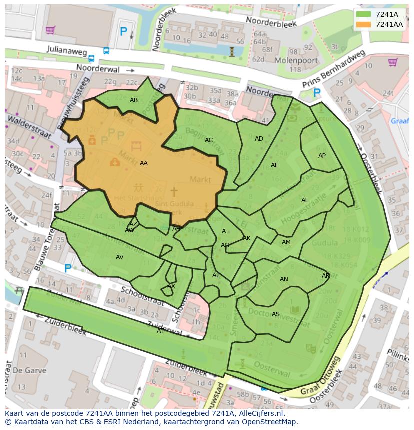 Afbeelding van het postcodegebied 7241 AA op de kaart.