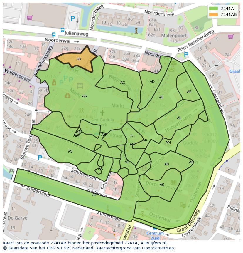 Afbeelding van het postcodegebied 7241 AB op de kaart.