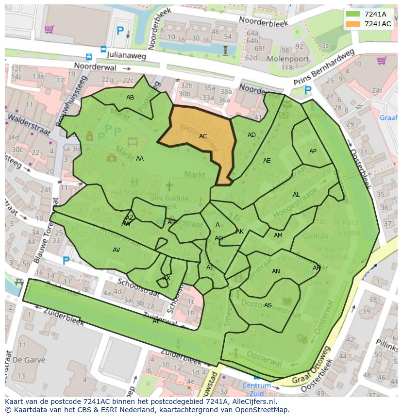 Afbeelding van het postcodegebied 7241 AC op de kaart.