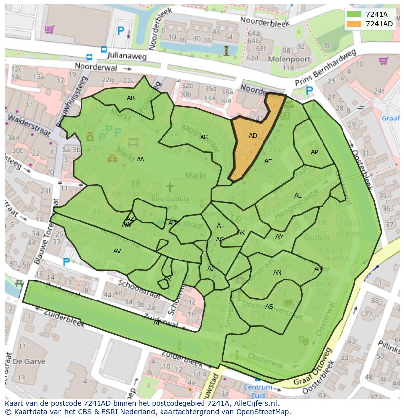 Afbeelding van het postcodegebied 7241 AD op de kaart.