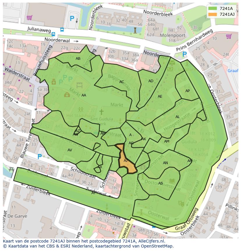 Afbeelding van het postcodegebied 7241 AJ op de kaart.