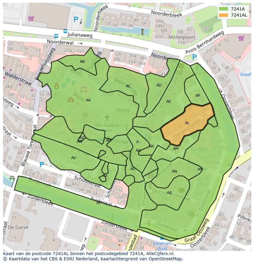 Afbeelding van het postcodegebied 7241 AL op de kaart.