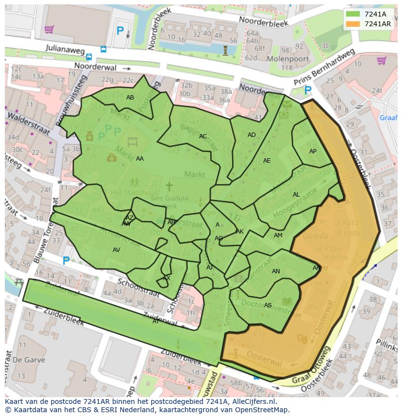 Afbeelding van het postcodegebied 7241 AR op de kaart.