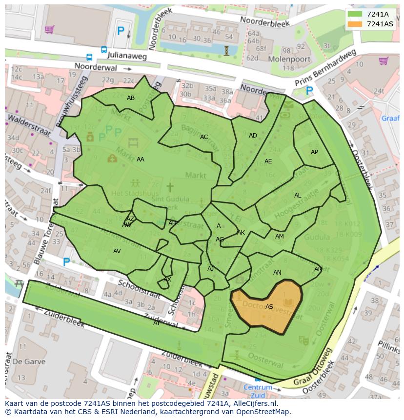Afbeelding van het postcodegebied 7241 AS op de kaart.