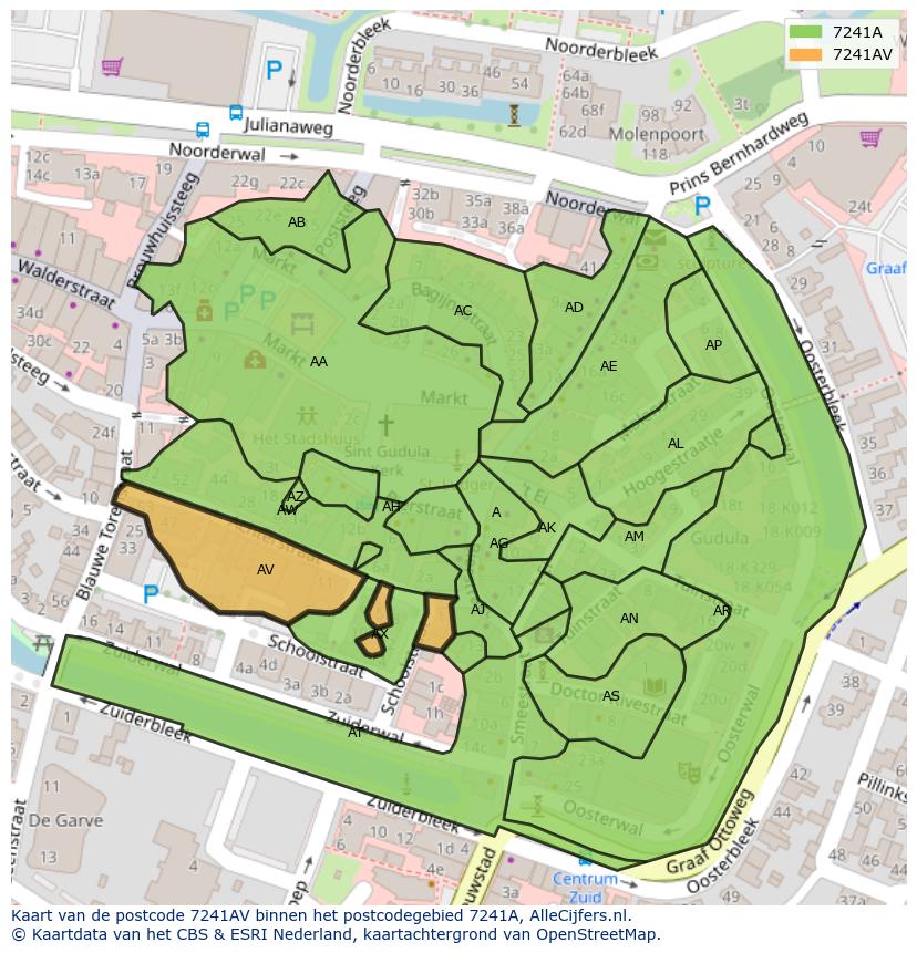 Afbeelding van het postcodegebied 7241 AV op de kaart.