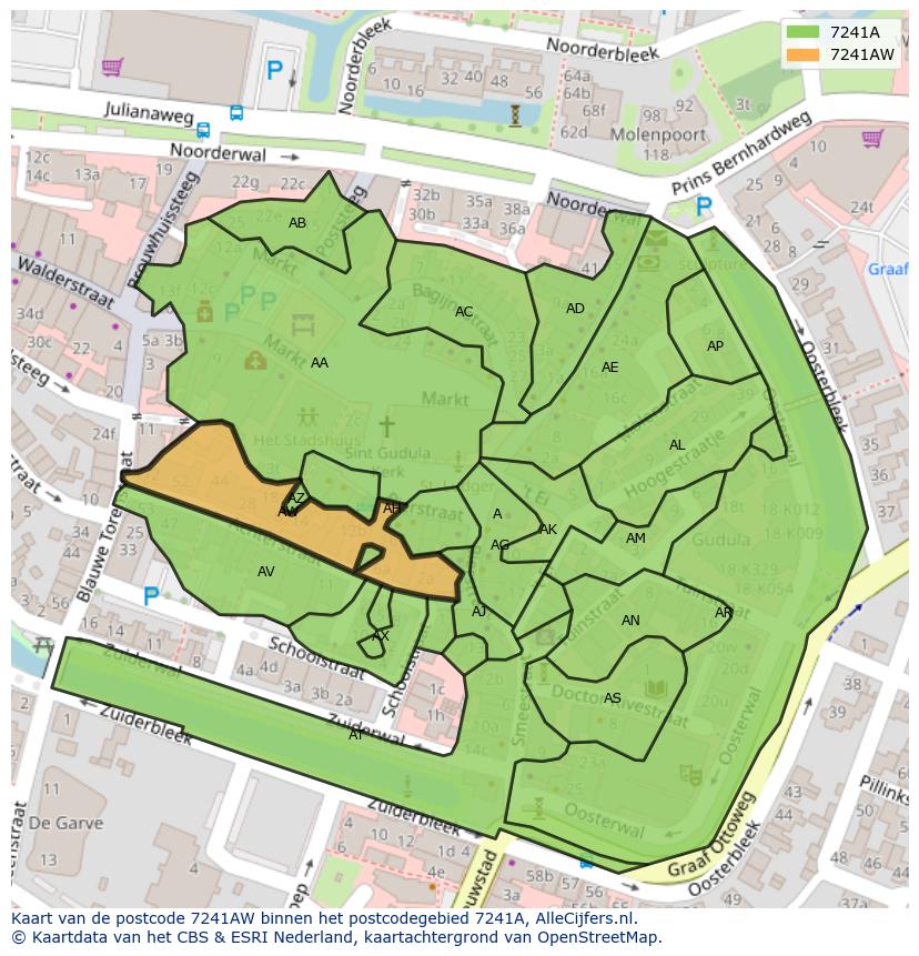 Afbeelding van het postcodegebied 7241 AW op de kaart.