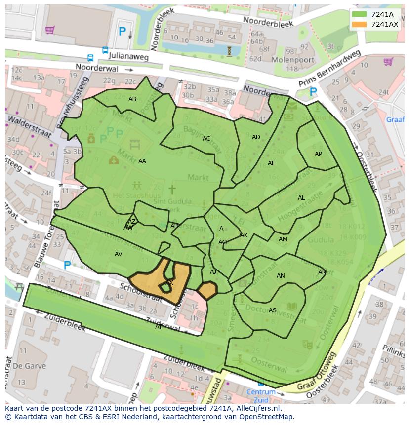 Afbeelding van het postcodegebied 7241 AX op de kaart.