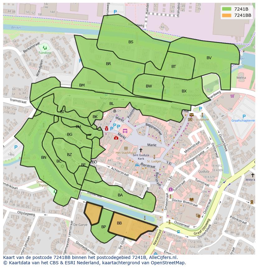 Afbeelding van het postcodegebied 7241 BB op de kaart.