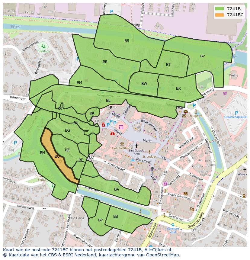 Afbeelding van het postcodegebied 7241 BC op de kaart.