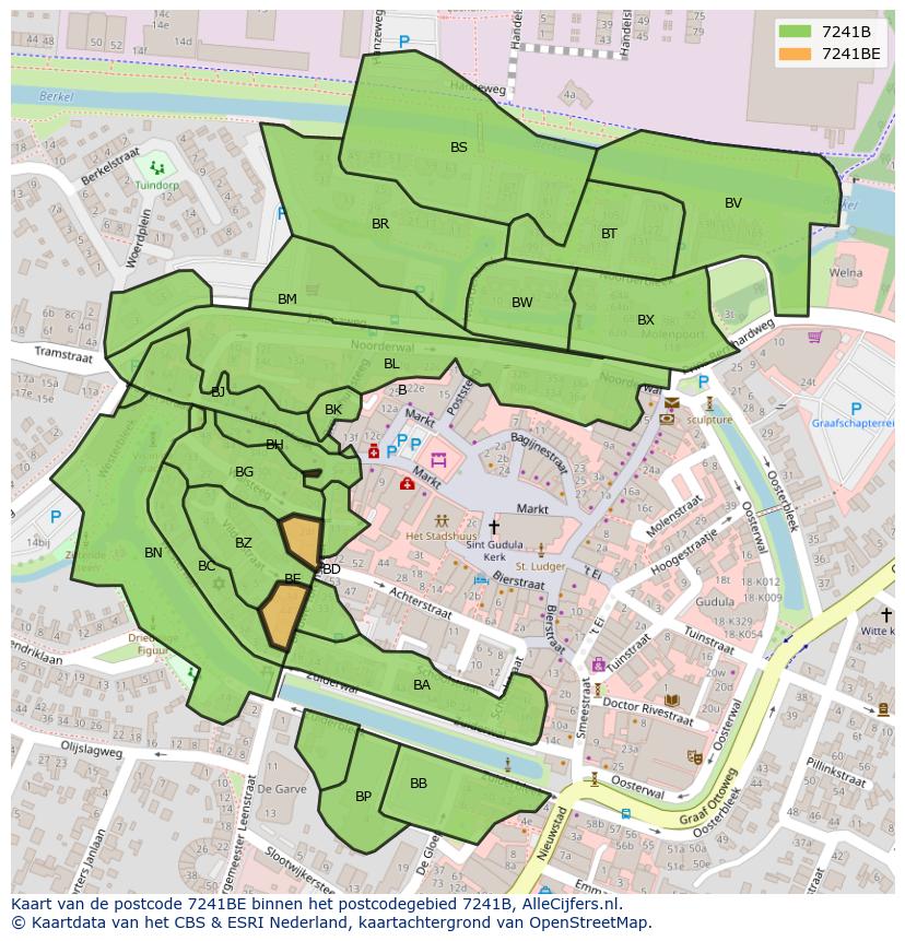 Afbeelding van het postcodegebied 7241 BE op de kaart.