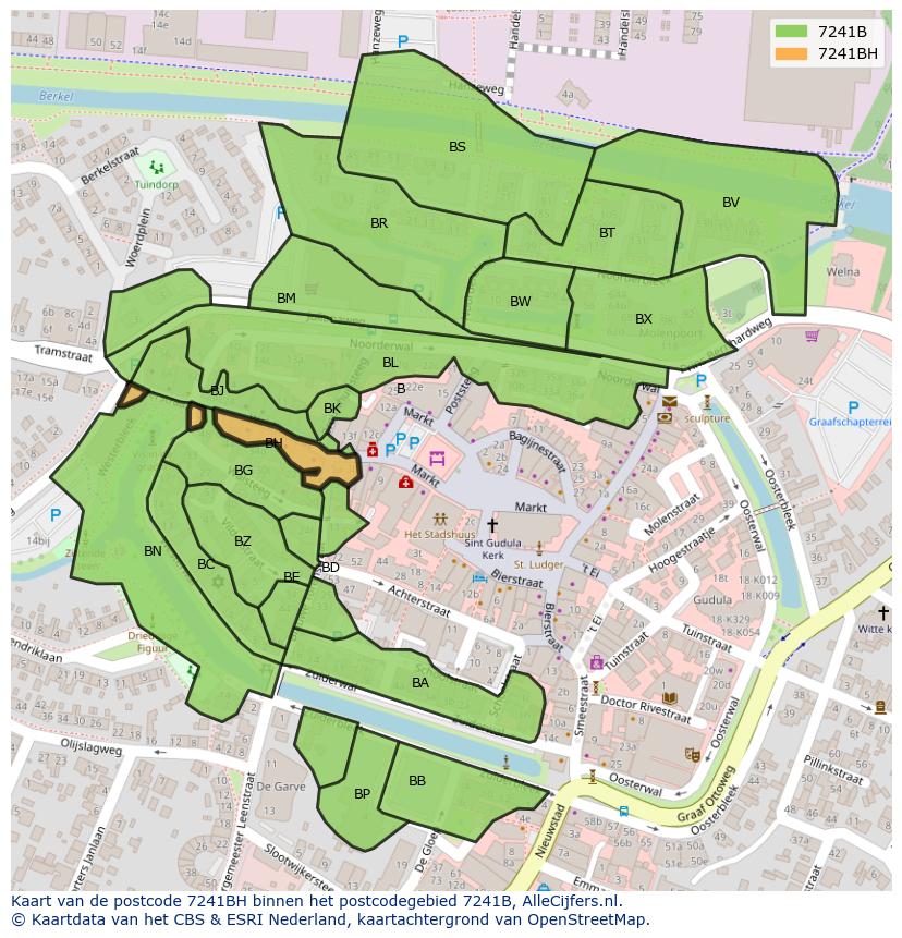 Afbeelding van het postcodegebied 7241 BH op de kaart.