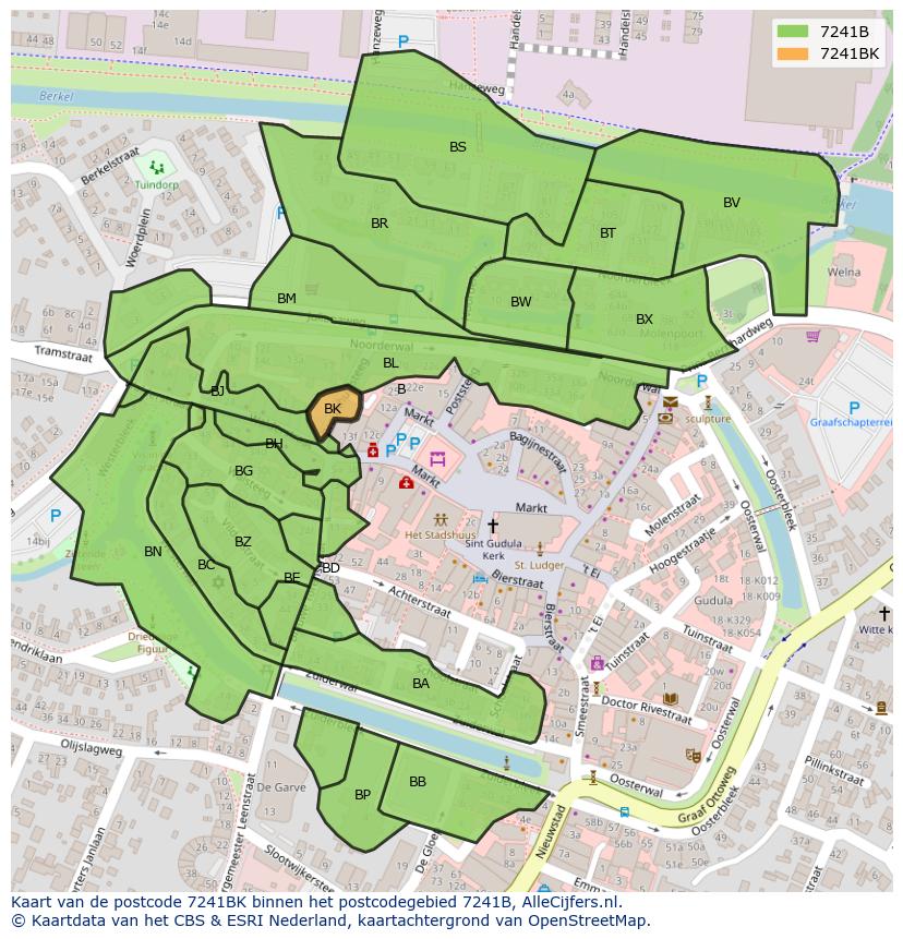 Afbeelding van het postcodegebied 7241 BK op de kaart.
