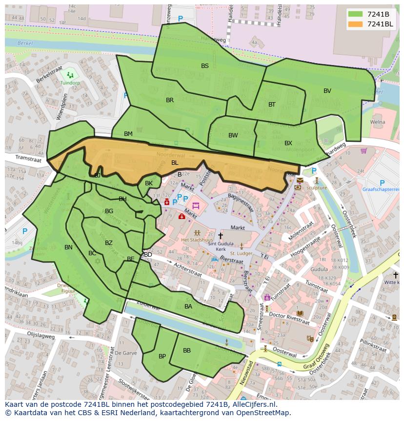 Afbeelding van het postcodegebied 7241 BL op de kaart.