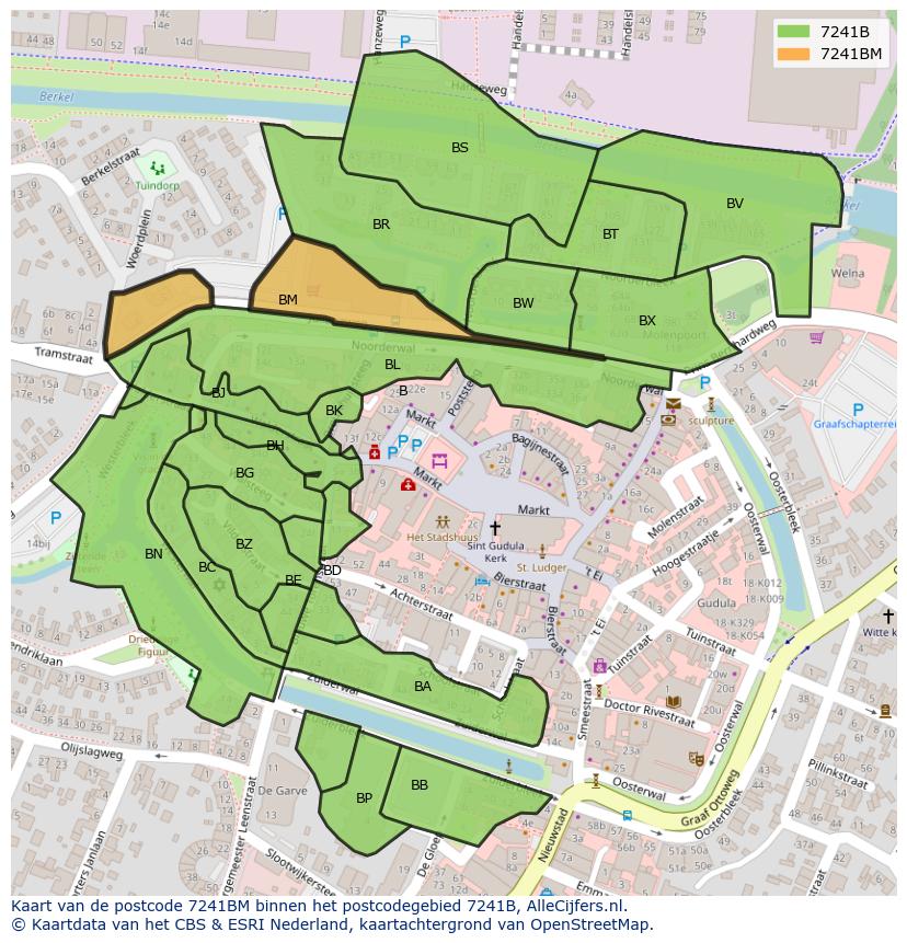 Afbeelding van het postcodegebied 7241 BM op de kaart.