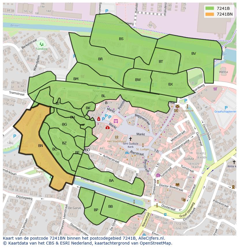 Afbeelding van het postcodegebied 7241 BN op de kaart.