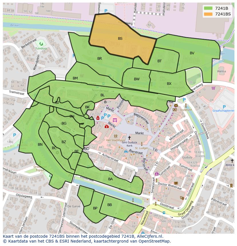 Afbeelding van het postcodegebied 7241 BS op de kaart.