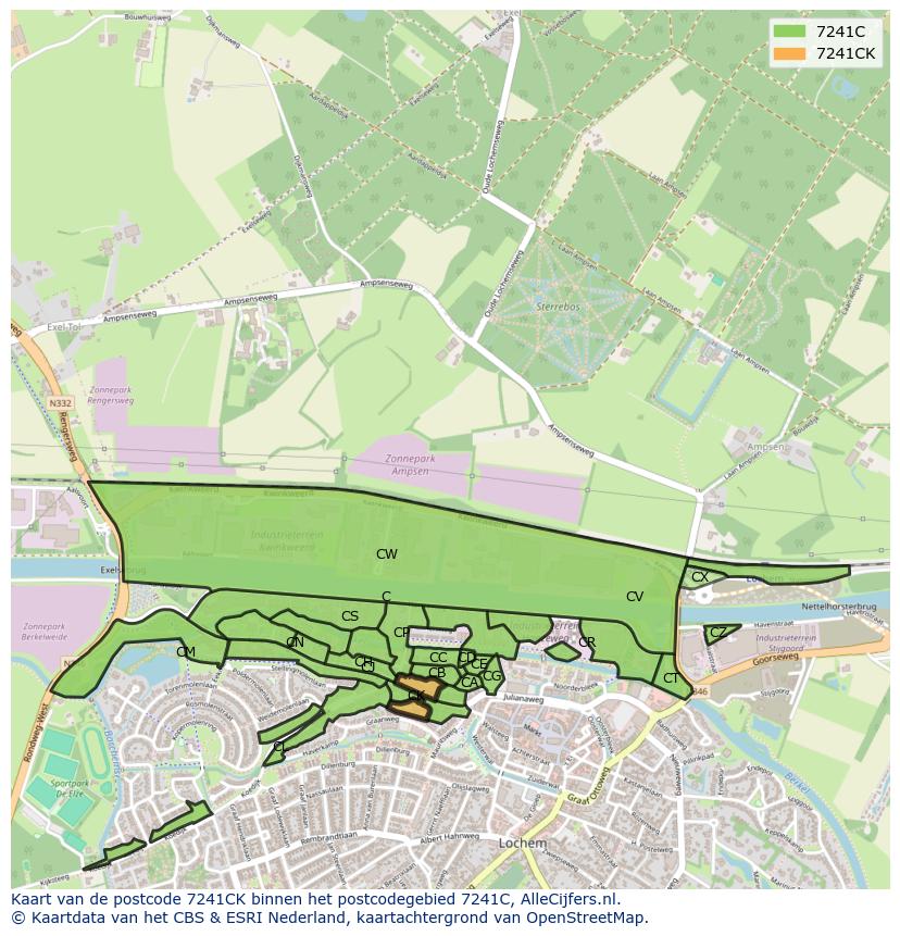 Afbeelding van het postcodegebied 7241 CK op de kaart.