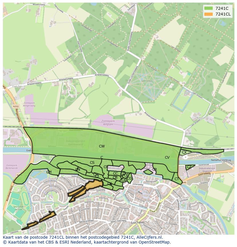 Afbeelding van het postcodegebied 7241 CL op de kaart.