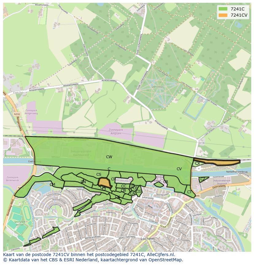Afbeelding van het postcodegebied 7241 CV op de kaart.