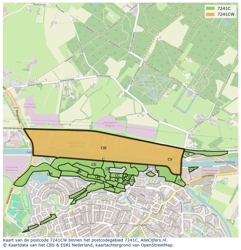 Afbeelding van het postcodegebied 7241 CW op de kaart.