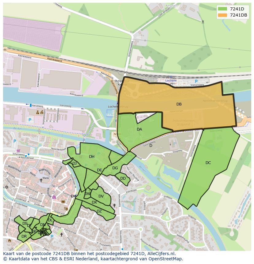 Afbeelding van het postcodegebied 7241 DB op de kaart.