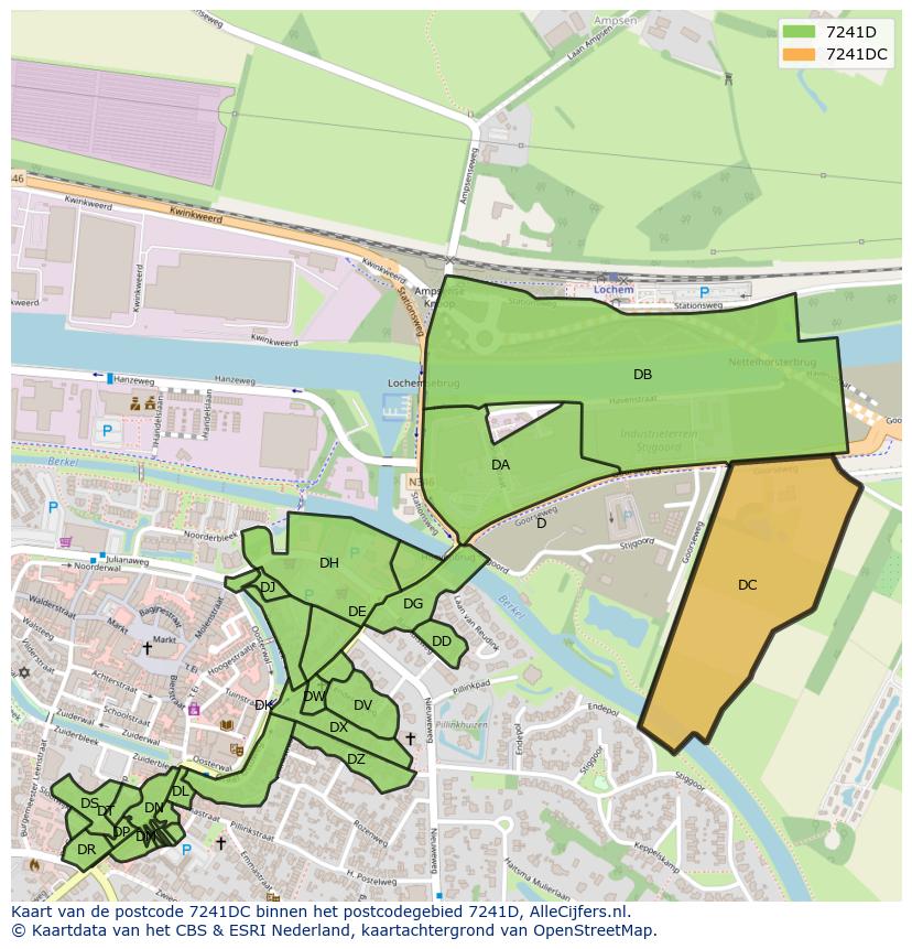Afbeelding van het postcodegebied 7241 DC op de kaart.
