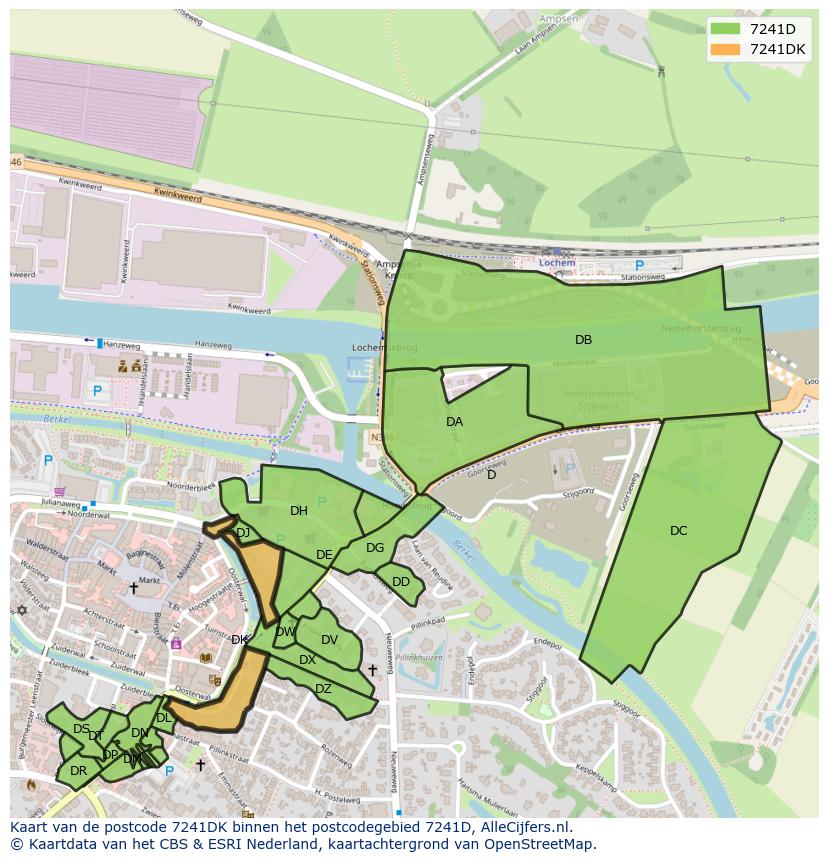 Afbeelding van het postcodegebied 7241 DK op de kaart.