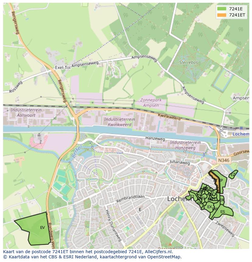 Afbeelding van het postcodegebied 7241 ET op de kaart.