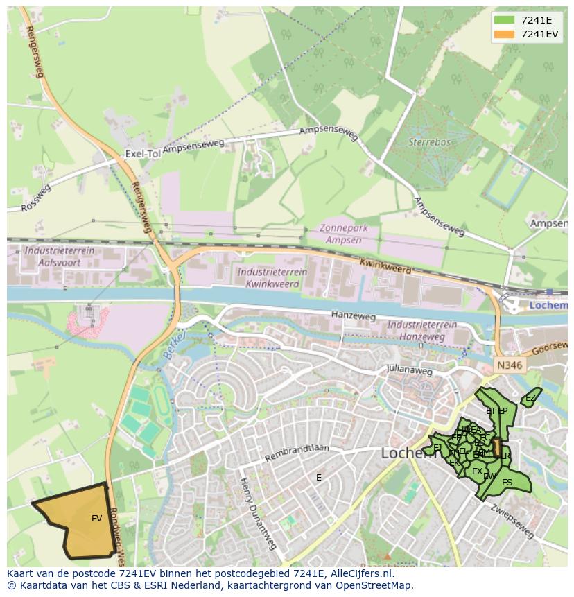 Afbeelding van het postcodegebied 7241 EV op de kaart.
