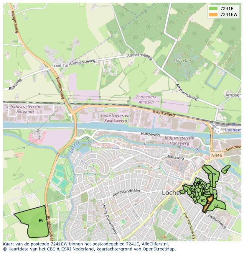 Afbeelding van het postcodegebied 7241 EW op de kaart.
